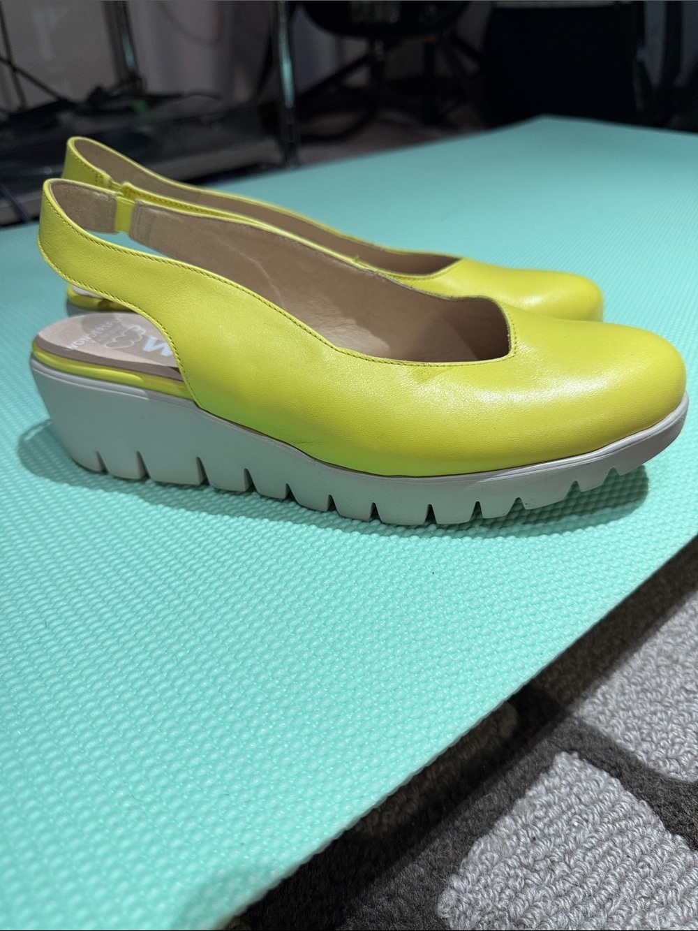 Yellow Slingback Wedge Shoes by Wonders - Women's 38